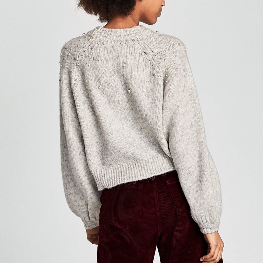 Zara Faux Pearl Sweater - Picture 6 of 9